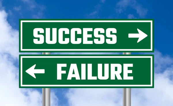 Success Failure Road Sign Cloudy Sky Background — Stock Photo, Image