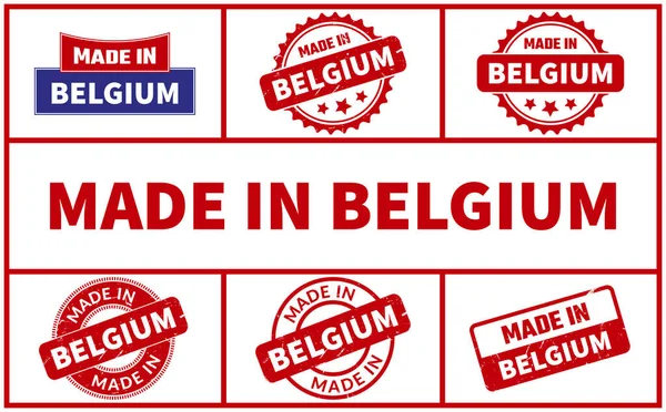 Hergestellt Belgien Stempelset — Stockvektor