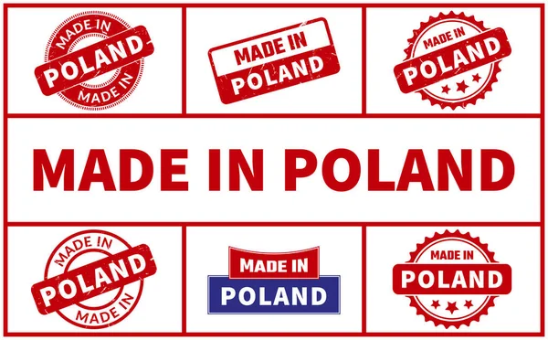 Made Poland Rubber Stamp Set — Stock Vector