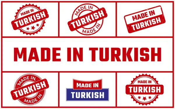 Gemaakt Turkse Rubber Stempel Set — Stockvector