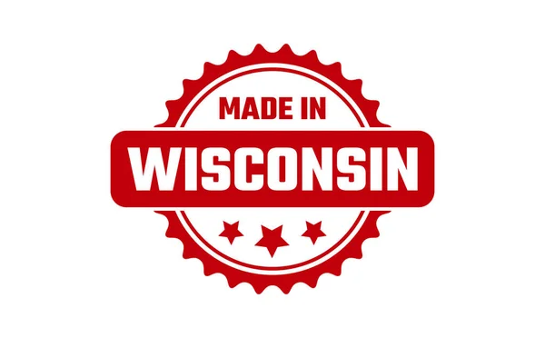 Fabriqué Wisconsin Timbre Caoutchouc — Image vectorielle