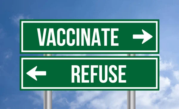 Vacunar Rechazar Señal Tráfico Fondo Del Cielo — Foto de Stock