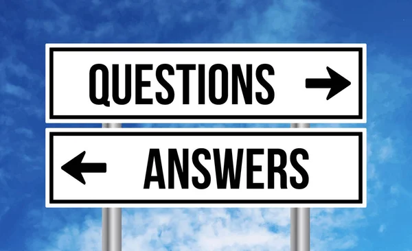 Questions Answers Road Sign Sky Background — Stock Photo, Image