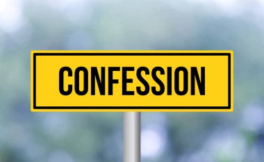 Arka planda itiraf yolu tabelası