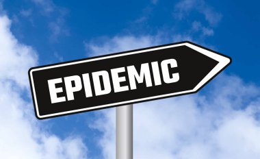 Gökyüzü arka planında salgın yol işareti