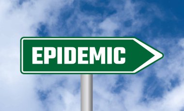 Gökyüzü arka planında salgın yol işareti