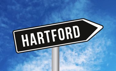 Gökyüzü arka planında Hartford yol işareti