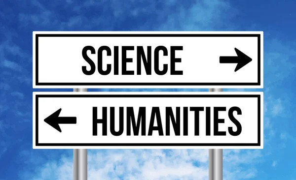 Ciência Humanidades Sinal Estrada Fundo Céu Nublado — Fotografia de Stock
