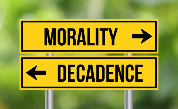 Morality Decadence Road Sign Blur Background — Stock Photo, Image