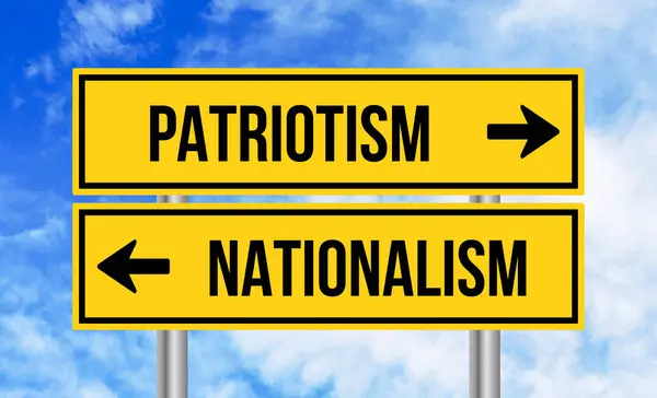 Patriotism Eller Nationalism Vägskylt Molnig Himmel Bakgrund — Stockfoto