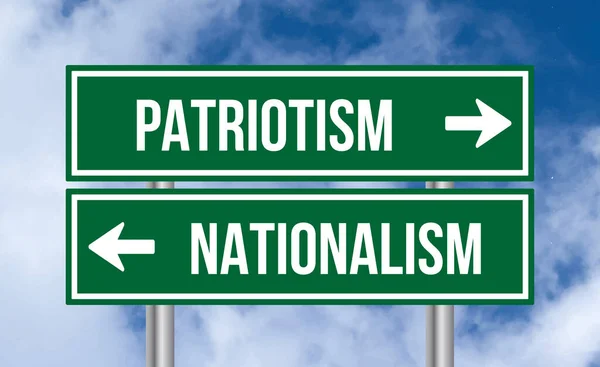 Patriotism Nationalism Road Sign Cloudy Sky Background — Stock Photo, Image