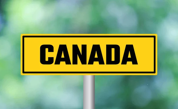 Señal Carretera Canadá Sobre Fondo Borroso — Foto de Stock