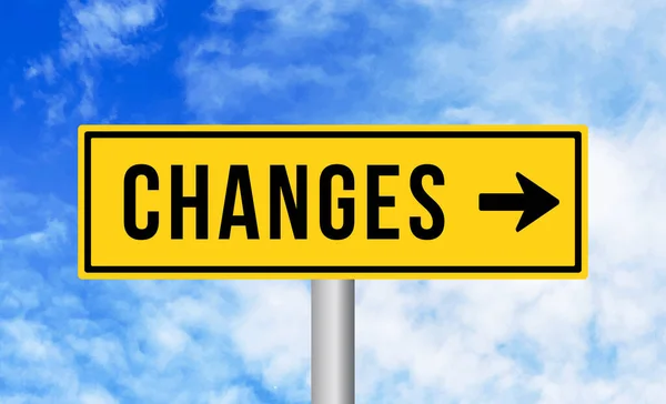 Changes Road Sign Blue Sky Background — Stock Photo, Image