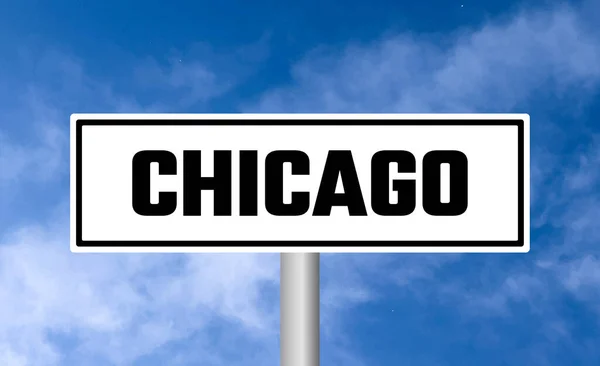 Chicago Road Sign Sky Background — Stock Photo, Image
