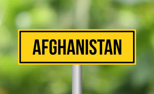 Afganistan Znak Drogowy Rozmytym Tle — Zdjęcie stockowe
