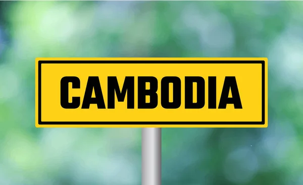 Kambodża Znak Drogowy Rozmytym Tle — Zdjęcie stockowe