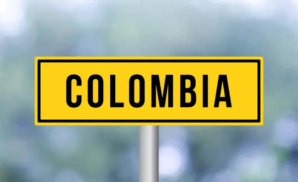 Дорожній Знак Колумбії Розмитому Тлі — стокове фото