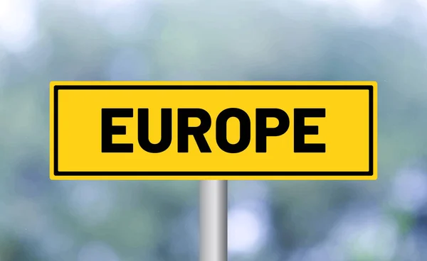 Señal Tráfico Europa Sobre Fondo Borroso — Foto de Stock