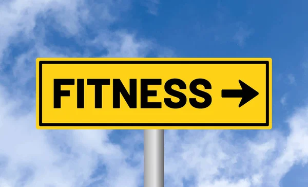 Fitness Road Sign Cloudy Sky Background — Stock Photo, Image