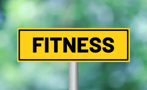 Znak Drogowy Fitness Tle Rozmycia — Zdjęcie stockowe