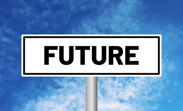 Future Road Sign Blue Sky Background — Stock Photo, Image