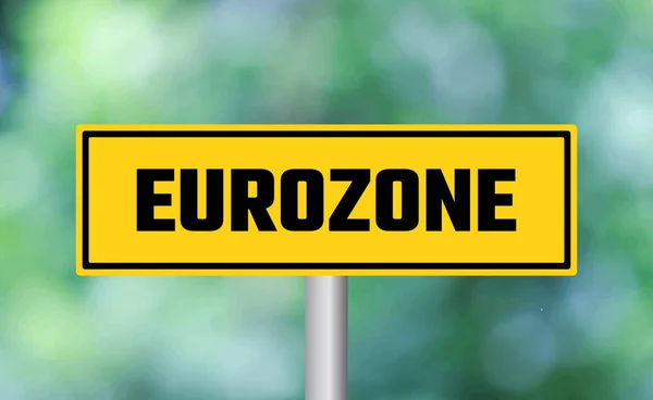 Señal Tráfico Eurozona Sobre Fondo Borroso —  Fotos de Stock