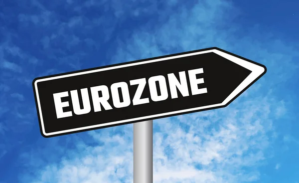 Signo Rodoviário Zona Euro Fundo Céu — Fotografia de Stock