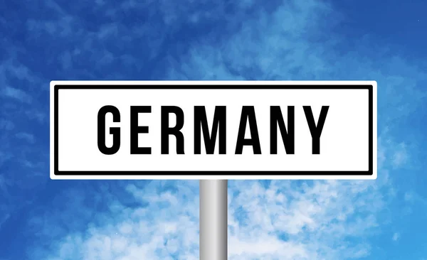 Germany Road Sign Cloudy Sky Background — Stock Photo, Image