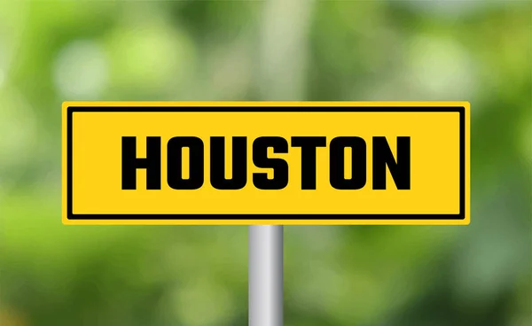 Houston Cartello Stradale Sfondo Sfocato — Foto Stock