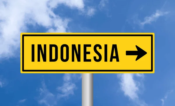 Indonezja Drogowy Znak Tle Nieba — Zdjęcie stockowe