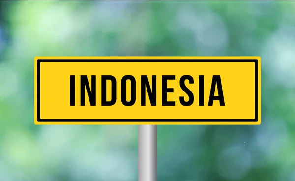 Señal Carretera Indonesia Sobre Fondo Borroso — Foto de Stock