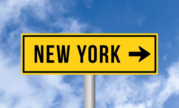 New York Cartello Stradale Sfondo Cielo — Foto Stock
