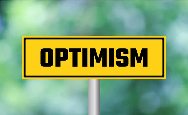 Optimism Vägskylt Suddig Bakgrund — Stockfoto