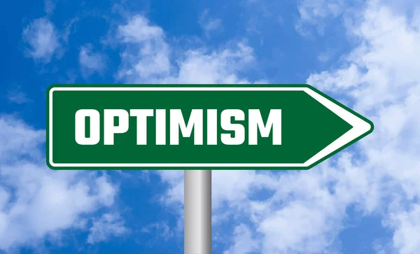 Optimizmus Útjelző Égen Háttér — Stock Fotó