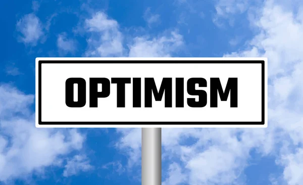 Optimism Vägskylt Himlen Bakgrund — Stockfoto