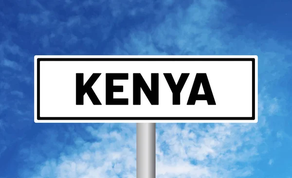 Kenya Cartello Stradale Sfondo Cielo Blu — Foto Stock