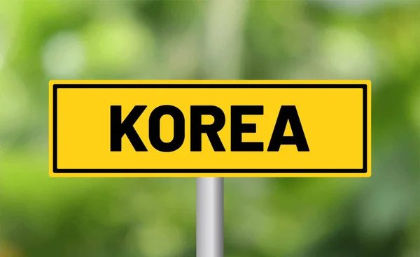 模糊背景下的韩国路标 — 图库照片