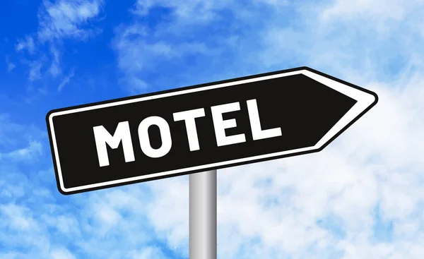 Motel Road Sign Cloudy Sky Background — Stock Photo, Image