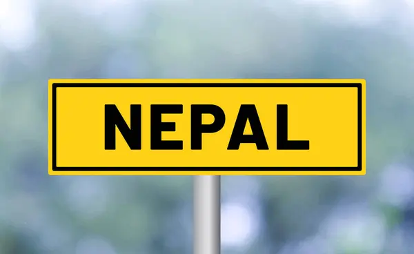 Nepal Cartello Stradale Sfondo Sfocato — Foto Stock