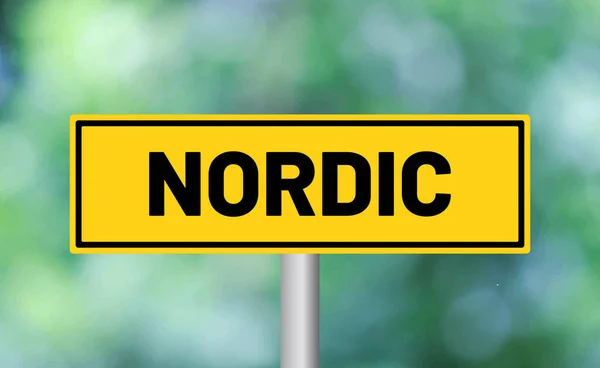 Nordisk Vägskylt Suddig Bakgrund — Stockfoto