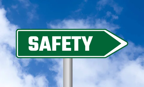 Safety Road Sign Blue Sky Background — Stock Photo, Image