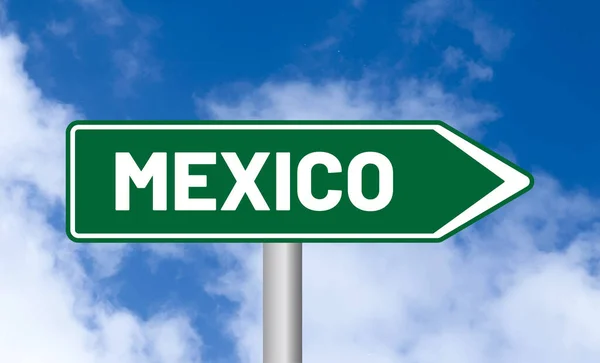 Mexiko Vägskylt Blå Himmel Bakgrund — Stockfoto