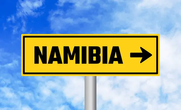 Namibia Straßenschild Auf Himmelshintergrund — Stockfoto