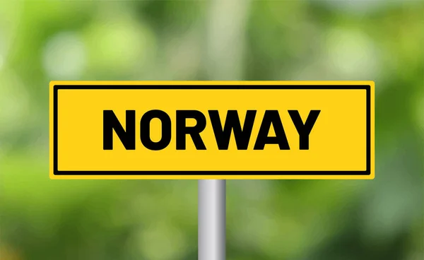 Tanda Jalan Norwegia Pada Latar Belakang Kabur — Stok Foto