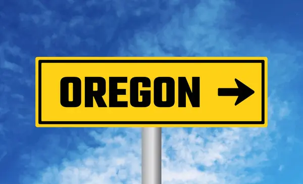 Oregon Cartello Stradale Sfondo Cielo — Foto Stock