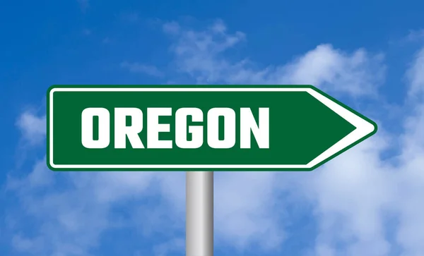 Oregon Vägskylt Himlen Bakgrund — Stockfoto