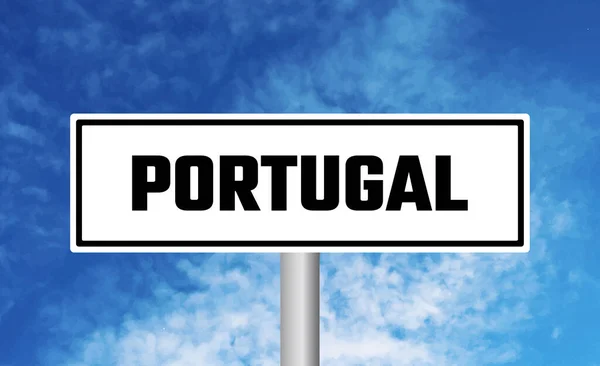 Portugalia Drogowy Znak Tle Błękitnego Nieba — Zdjęcie stockowe
