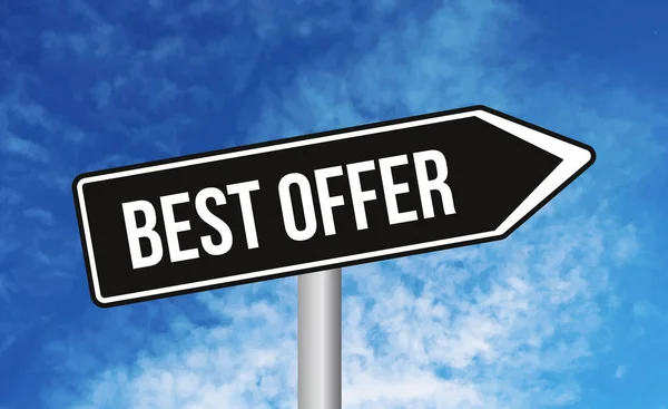 Best Offer Road Sign Cloudy Sky Background — Stock Photo, Image