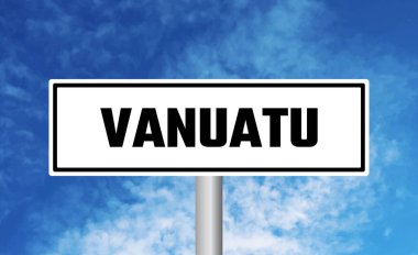 Gökyüzü arka planında Vanuatu yol işareti