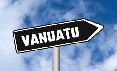 Gökyüzü arka planında Vanuatu yol işareti